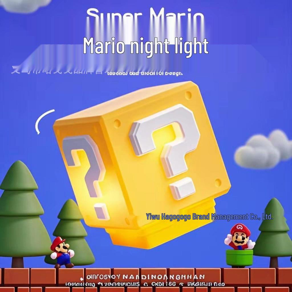LED Super Mario Question Mark Light - USB Rechargeable Night Lamp with Sound