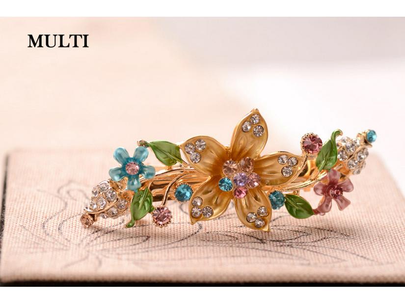 Épingles à cheveux florales rétro peintes à la main pour femmes - Pinces à ressort pour chignons