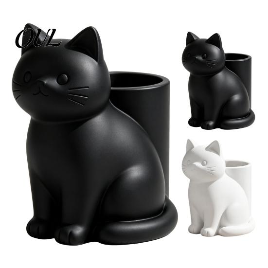 Luxe Bureaublad Decoratie Schattige Kat Pennenhouder, 3D Geprint Kitten Potloodbeker, Multifunctioneel Zacht Decoratie Accessoire Bureau-organizer voor