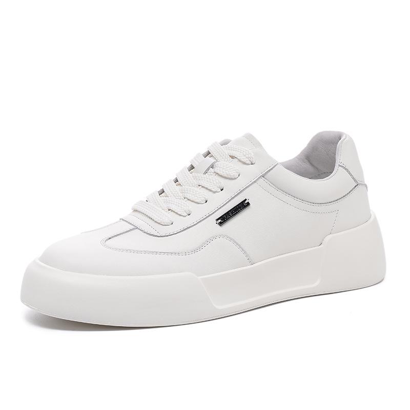 

Осень 2025 Мужская универсальная повседневная кожаная обувь для скейтборда, белая с толстой подошвой (Стиль 5332) 38 белый