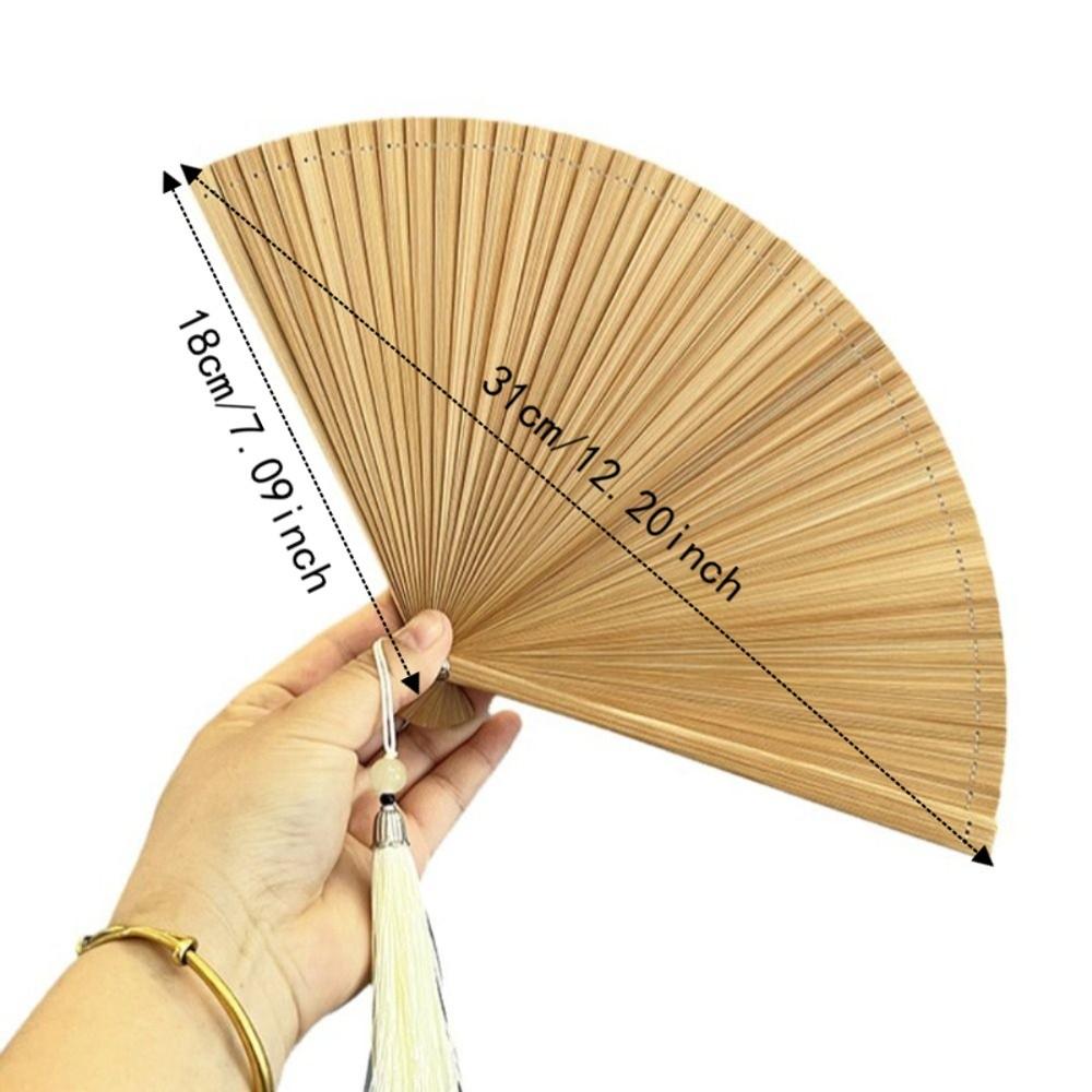 Chinese Style Tassel Folding Fan Solid Color Kimono Fan Elegant Handheld Fans  Wedding Party Decor