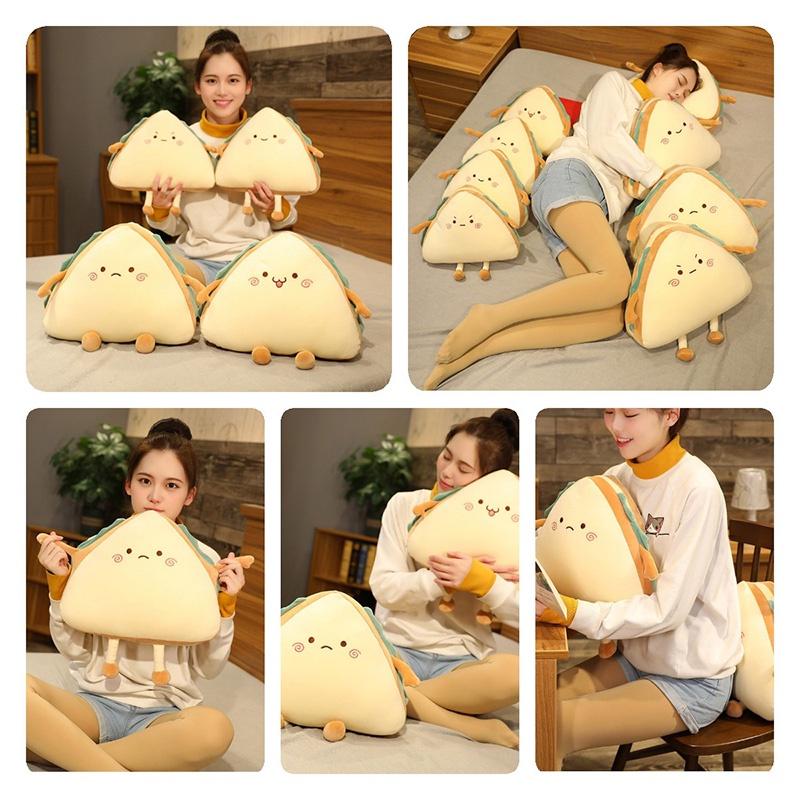 Cute And Cozy Sandwich Cake Plush Pillow Cushion With Four Expressions