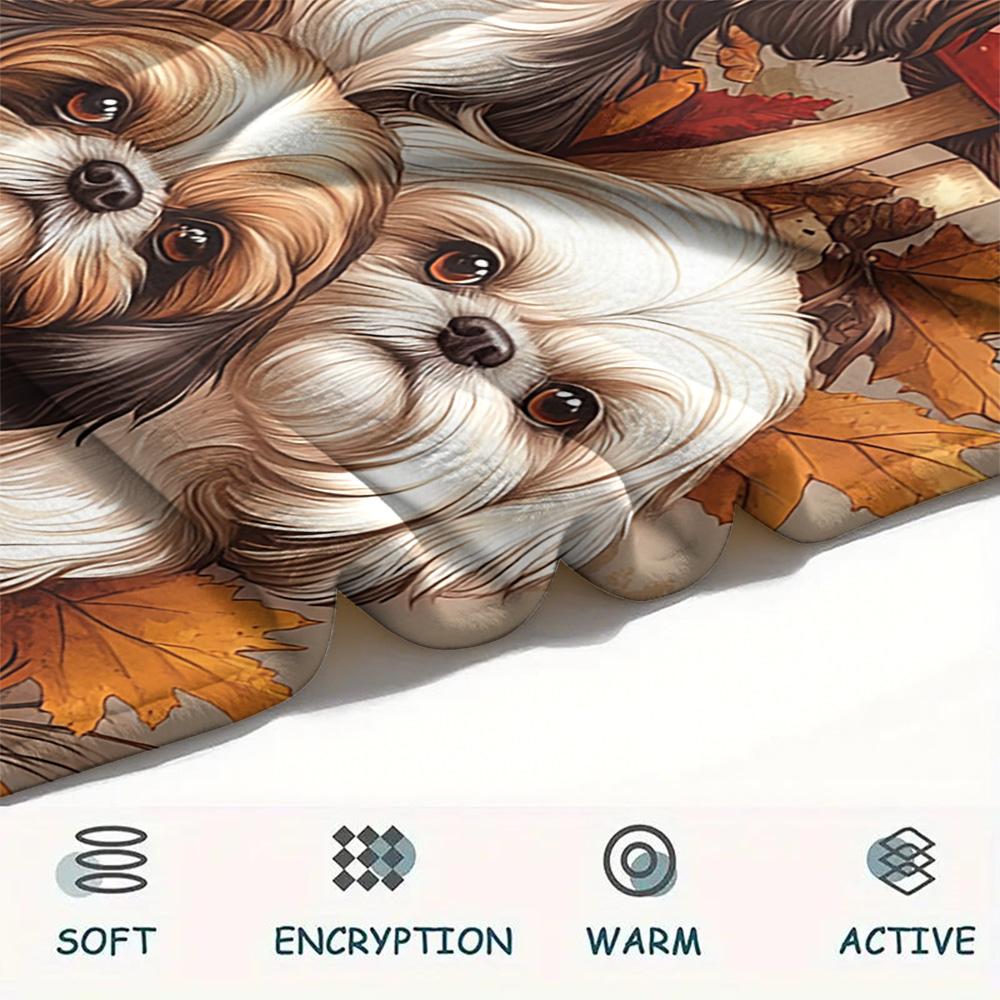 Puppy Print Flannel Blanket, High quality Comfortable for All Seasons, Home Decor, Warmth and Comfort, Perfect for Christmas Gifts