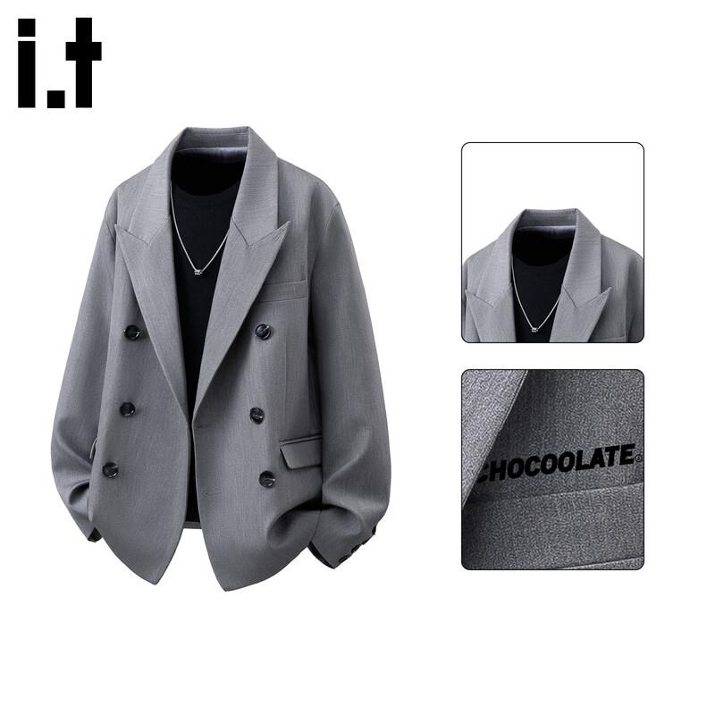 CHOCOOLATEit Men's British Style Double-Breasted Suit Jacket