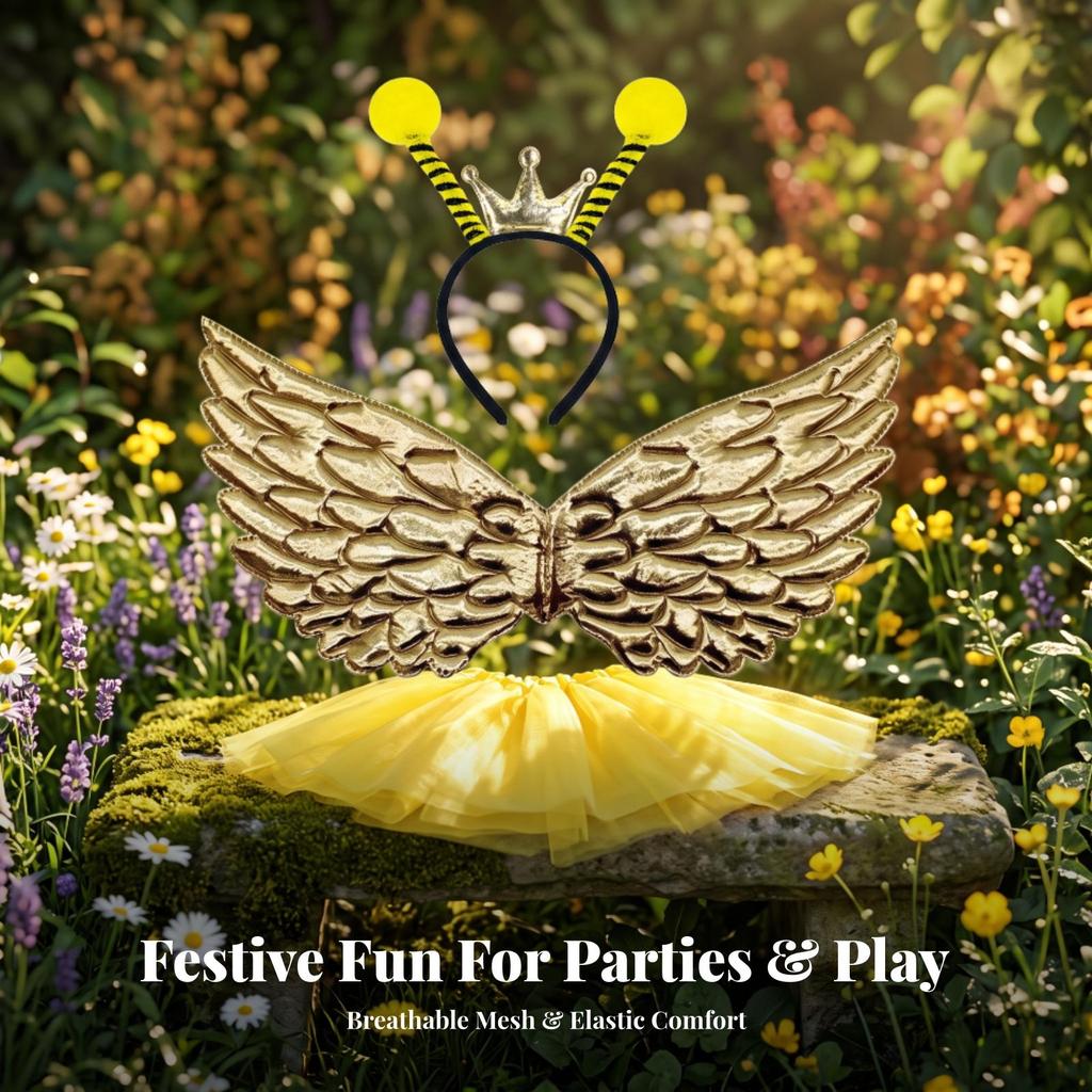 Bee Costume Set Cute with Tutu and Wings Lightweight for Photo Shoots