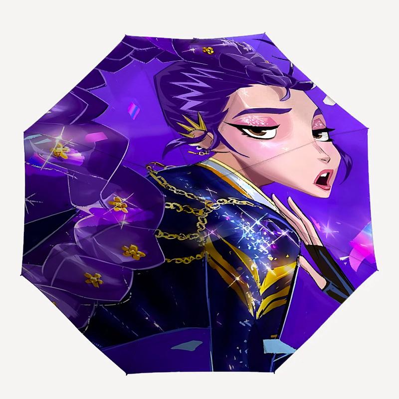 Ombrello Automatico Apri e Chiudi a Tema Kpop Girl, 8 Stecche, Adatto per il Tempo Libero e le Uscite, Accessorio da Esterno, Stile Gotico, Moda