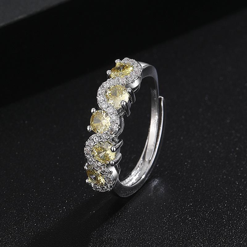 Women's Color Gem Wave Ring - High-Quality Light Luxury Fashion with Twisted Wire Design