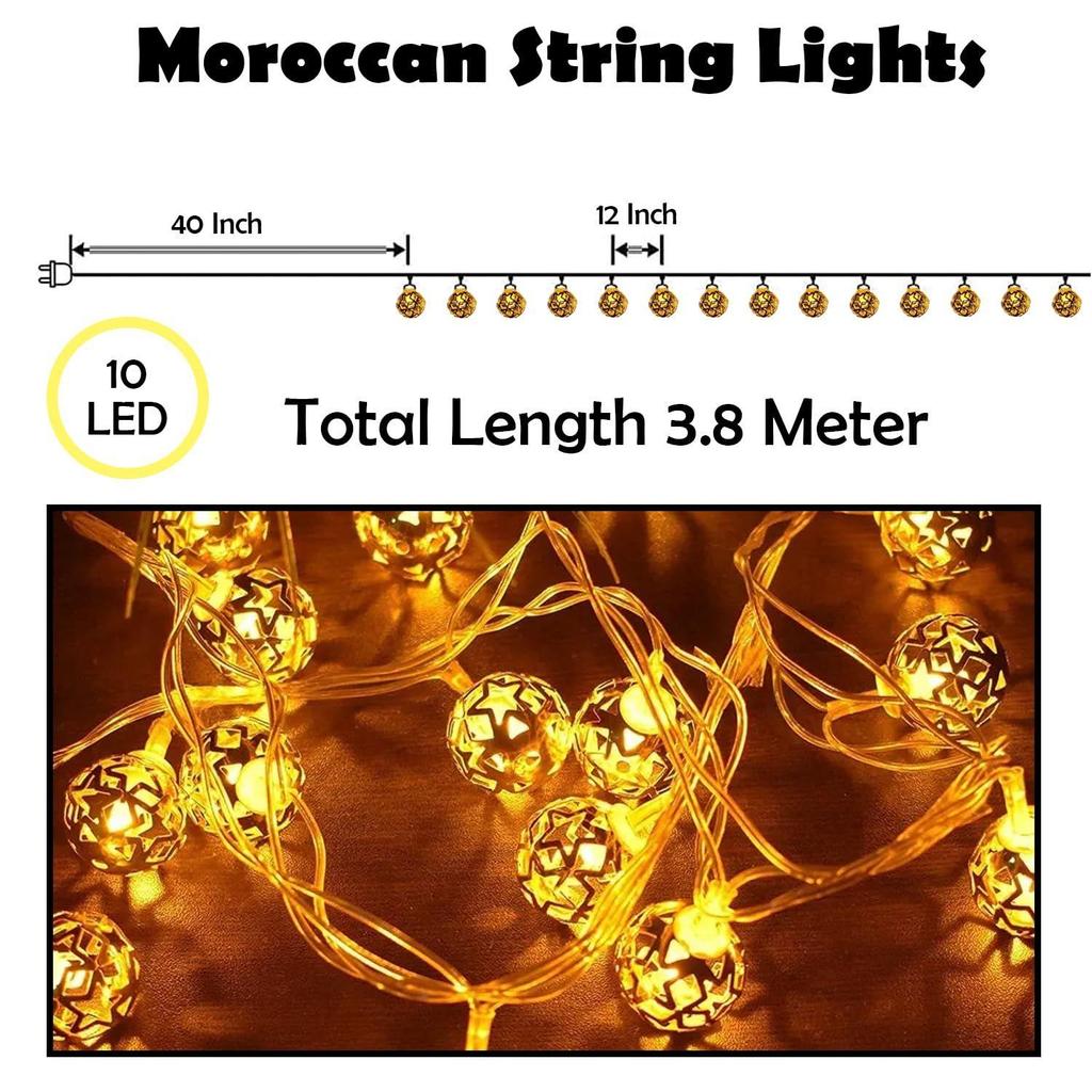 Metallkugel-Lichterkette zur Dekoration - 5m, 10LED, Kugel-LED-Lichterkette für Heimdekoration, Weihnachtslichter für LED-Lichter