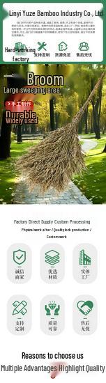 Traditional Large Bamboo & Wood Handle Broom for Outdoor Sweeping and Road Cleaning