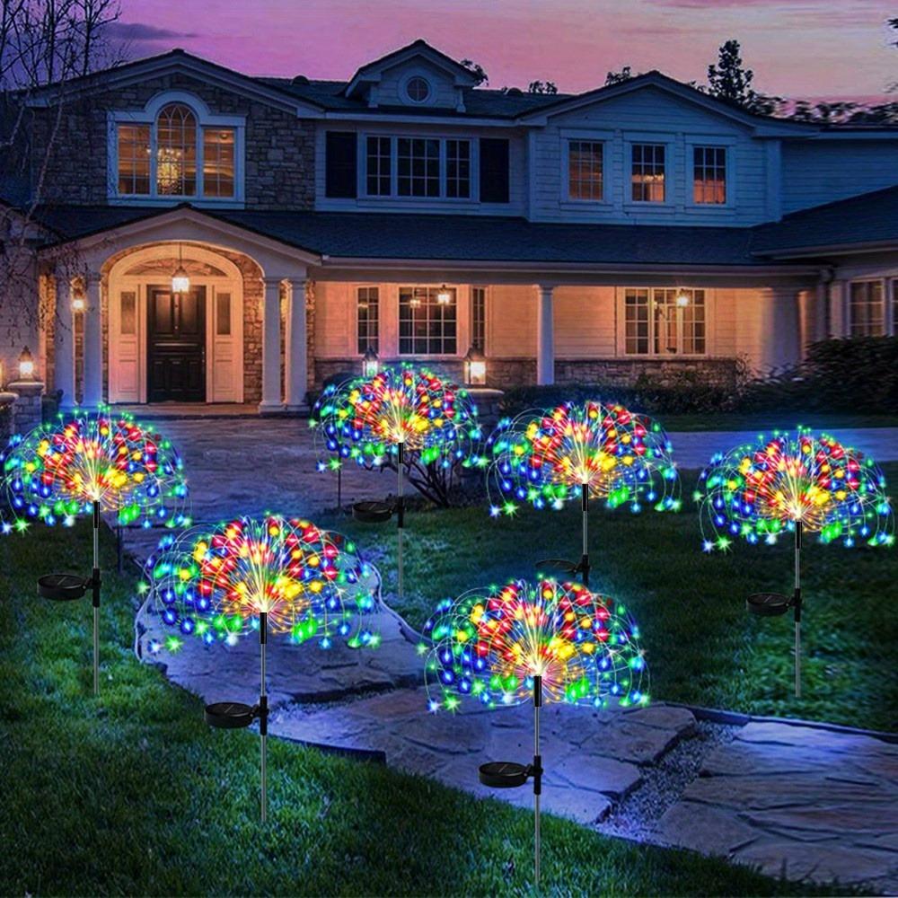 Solar Garden Firework Lights Outdoor Waterproof 8modes Sparklers Solar Lamp For Outside Backyard Yard Pathway Decoration