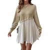 Women's Casual Daily Long Sleeve Dress Autumn Round Neck Clashing Colour Splicing Short Dresses