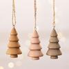 Set of 3 Christmas Tree Hanging Decoration, Natural Wood Pendant with Hanging Rope for Entryways, Rooms, Parties, and Seasonal Display