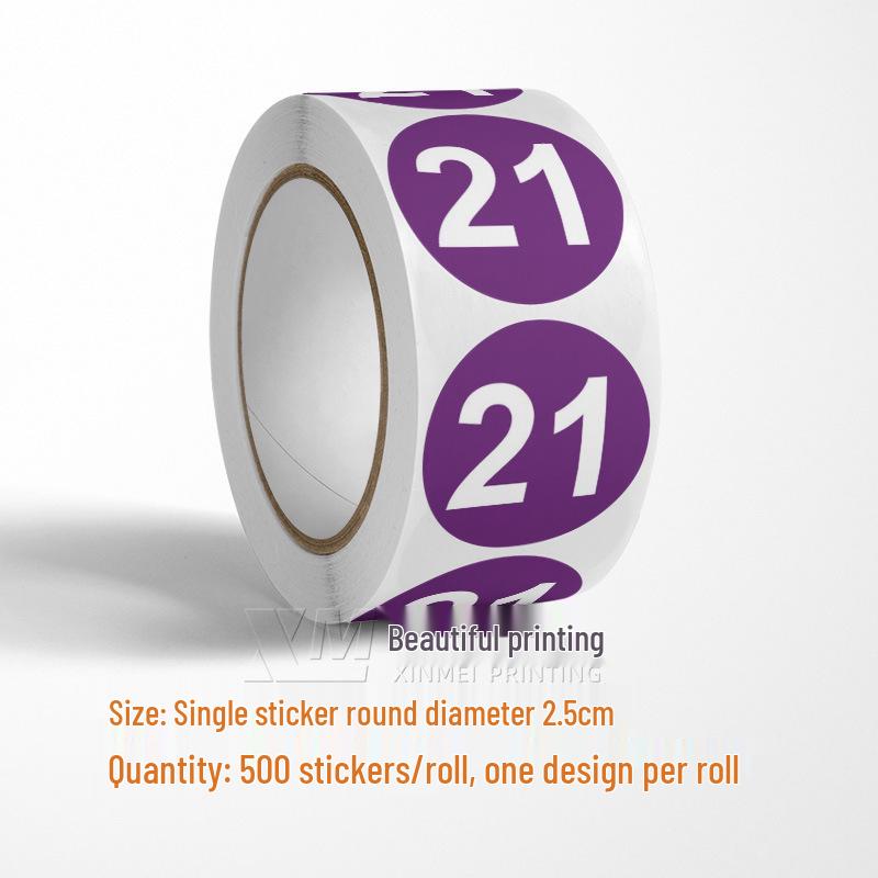 Adesivos Redondos Autoadesivos com Números 1-33 – Rolo de Etiquetas de Identificação Seriada Coloridas