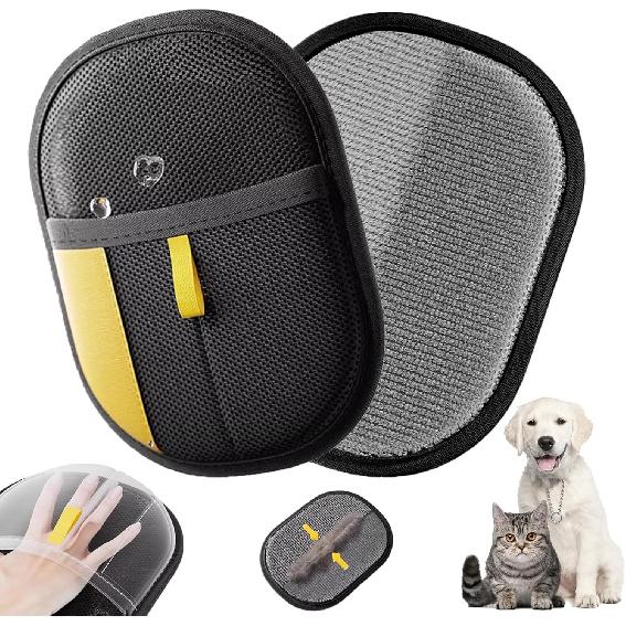 Yomi Pet Hair Remover Glove, 2025 New 9.5in Reusable Two-way Push and Pull Electrostatic Pet Hair Remover-Roll Into Strips, Washable Pet Gloves, for