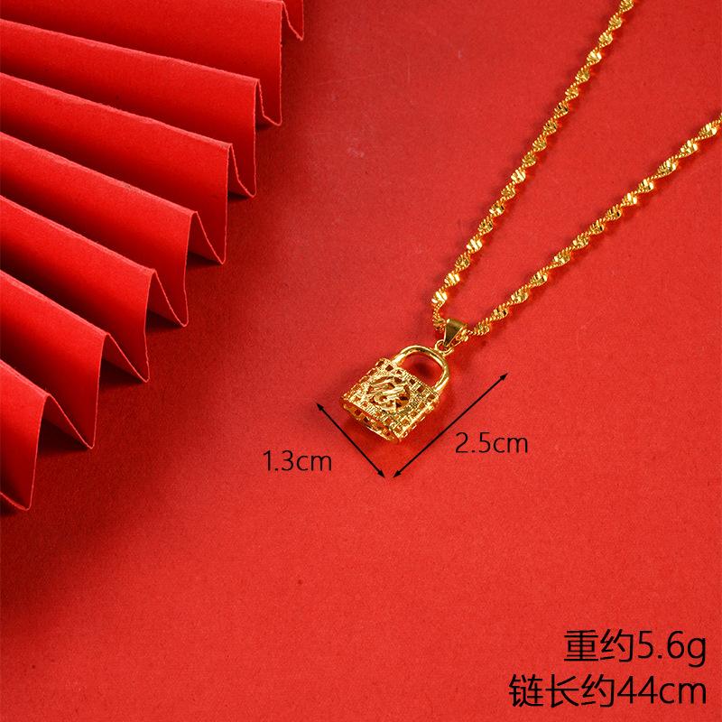 Vietnamese gold-plated necklace for women, long-lasting color, vintage heart-shaped imitation gold jewelry, copper alloy accessory, new clavicle