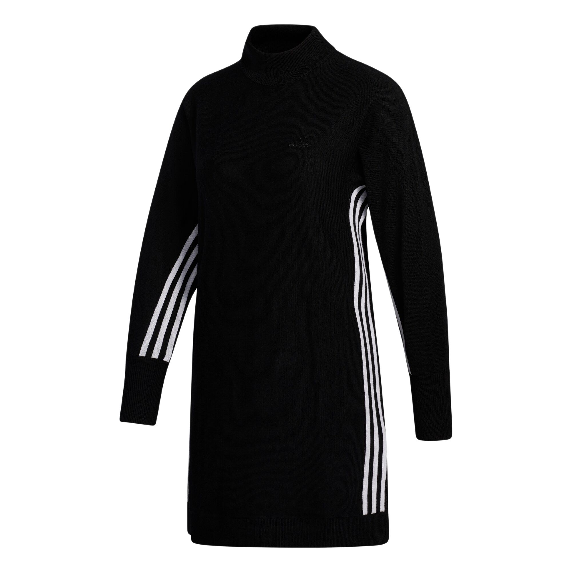 Adidas Women s High Neck 3-Stripes Long Sleeve Knit Dress Black Women FS6368 XS