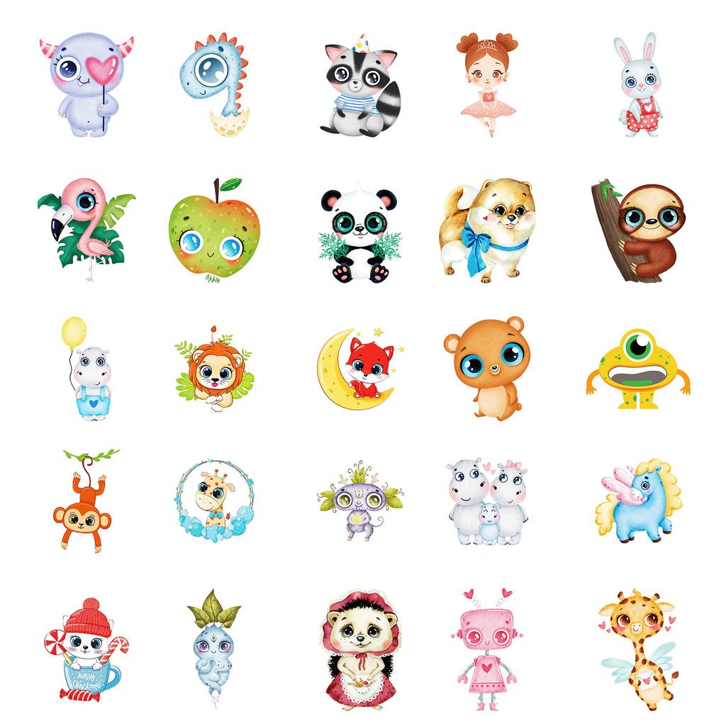 50 Kawaii Big Eyes Pet Stickers Anthropomorphic Big Eyes Apple Waterproof Decorative Stickers