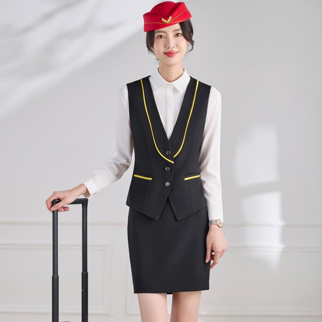 2026 Women's Professional Vest Suit - Spring/Summer New Style: Elegant Receptionist & Flight Attendant Workwear