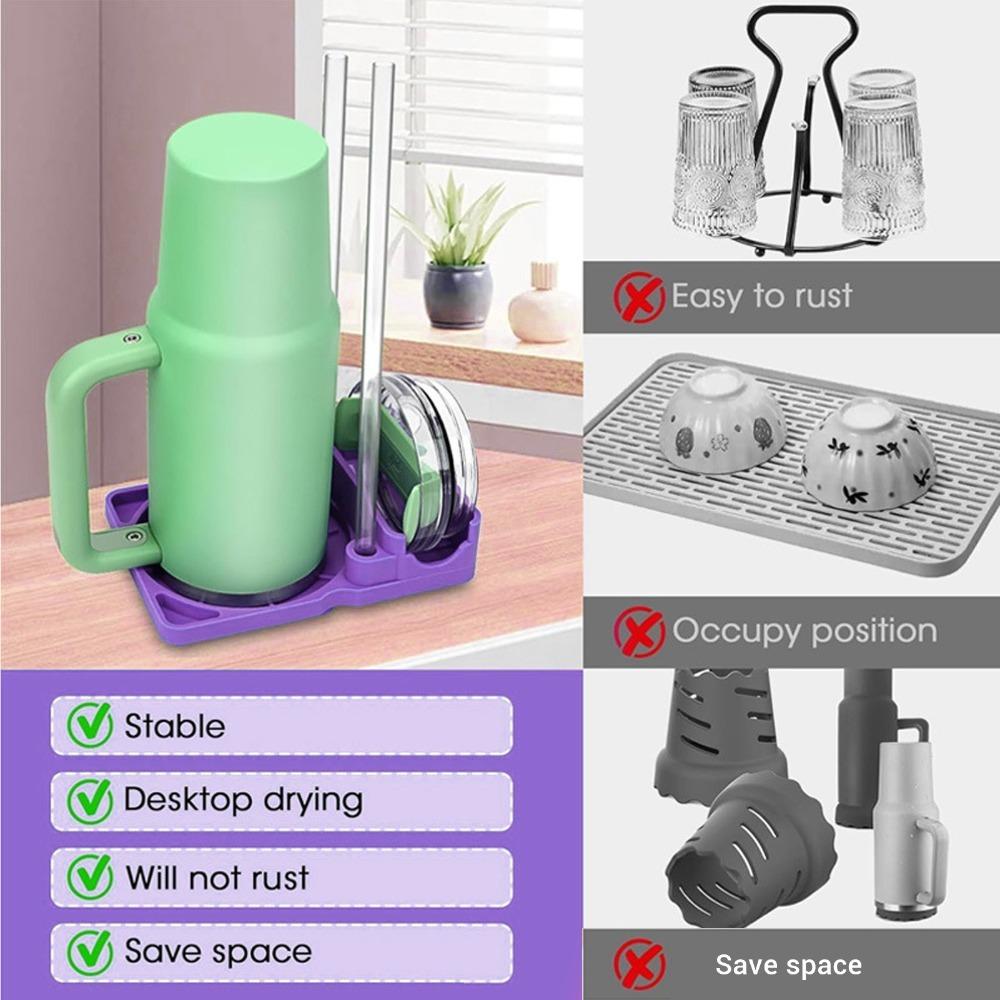 Suction Cup Design Bottle Drying Rack Fast Drying Water Bottle Holder Durable Cup Drainer Rack  Bar