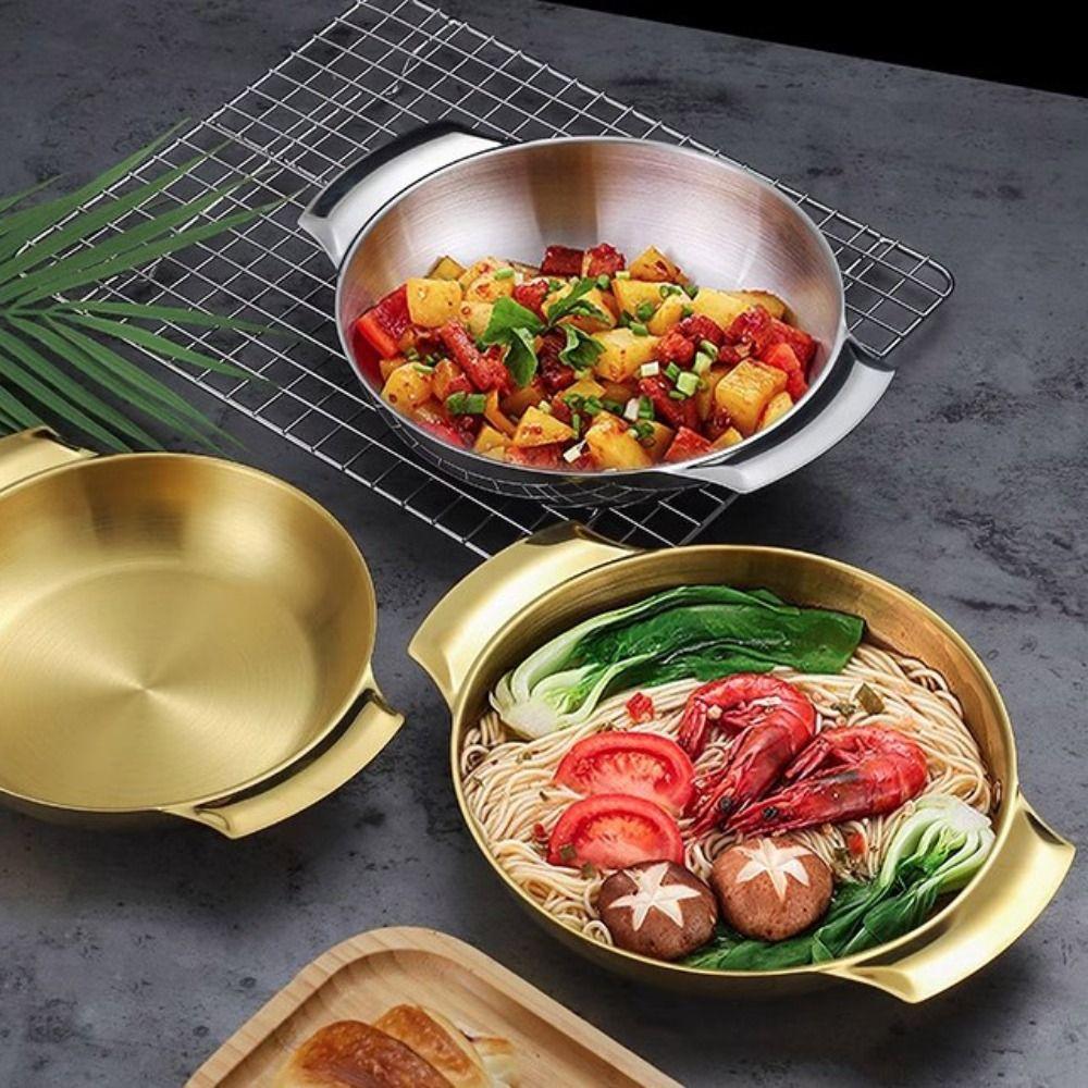 Silver/gold Cooking Pan Stainless Steel Saucepan Cookware Soup Basin  Seafood