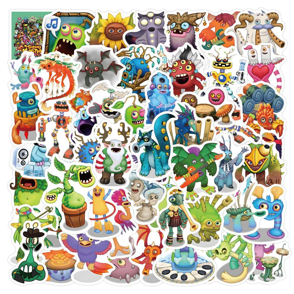 60 Cartoon Monster Musician Graffiti Stickers for Kids - DIY Decoration for Suitcases & Guitars