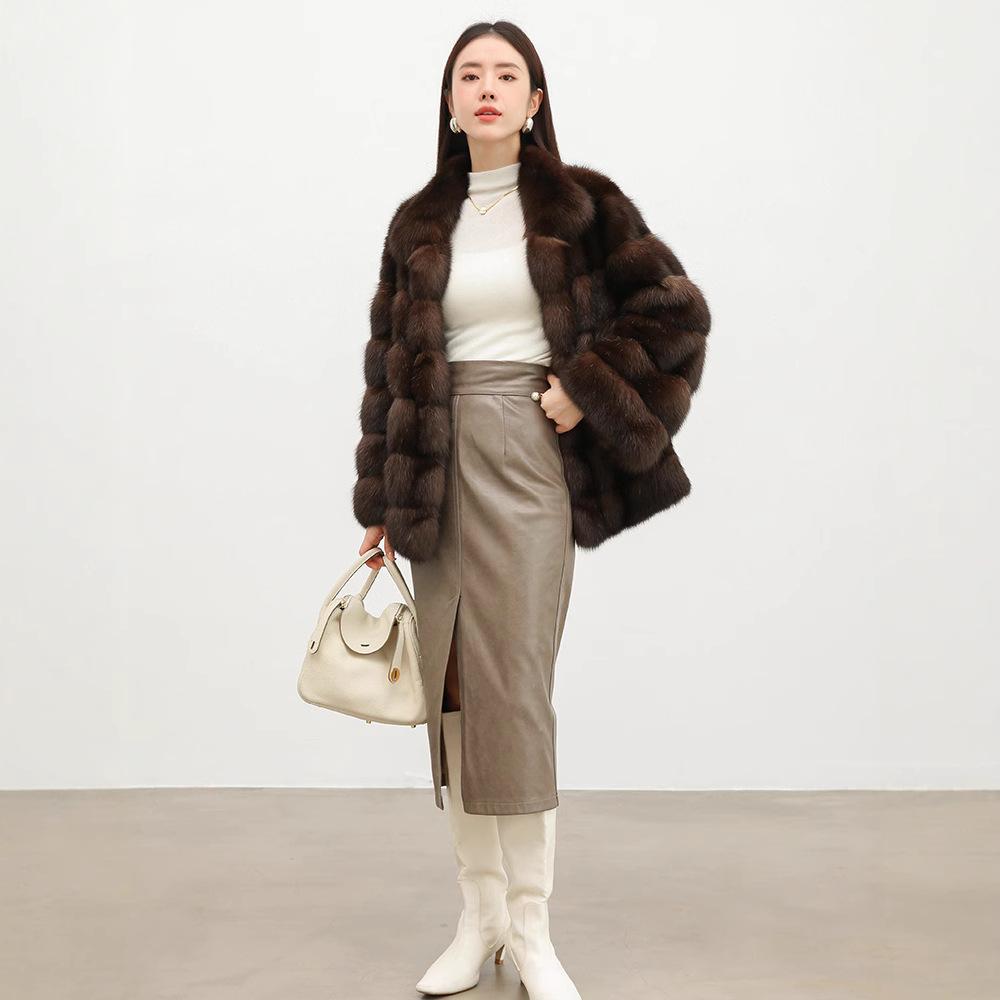 Sable fur coat Russian sable short coat thickened fur women's clothes stand-up collar farmer's new
