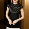 2023 Plus Size Lace High Collar Sleeveless Silk Satin Vest
