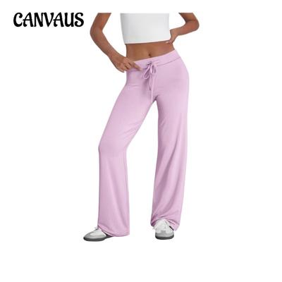 Women's Spring Autumn Home Drawstring Loose Wide Leg Comfortable Lightweight Casual High Waisted Trousers
