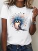 Fluffy Bird Graphic Print T-shirt