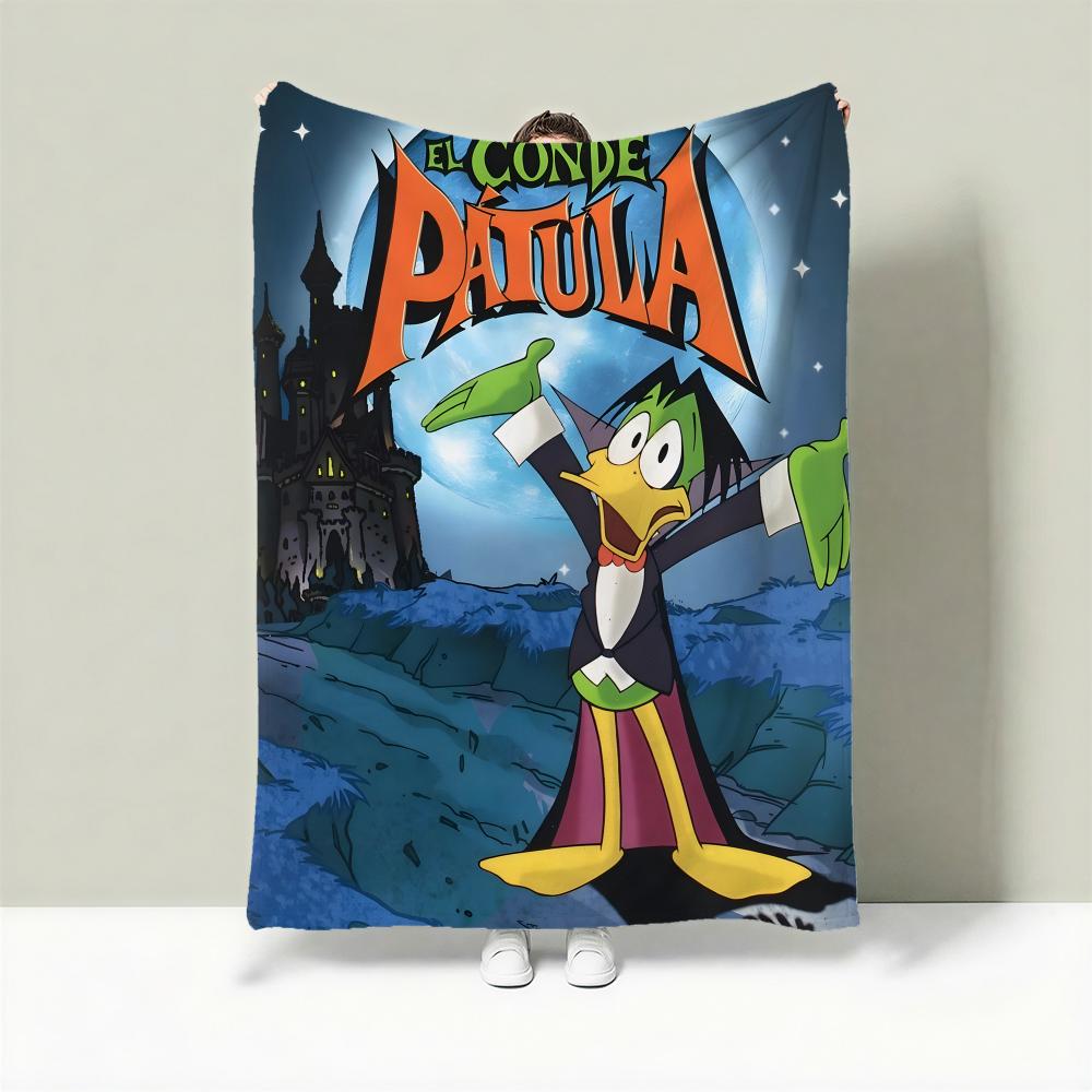 Cartoon C-Count Duckula Throw Lightweight 240g Flannel Blanket Soft Skin-friendly for Summer Cooling 75x90cm