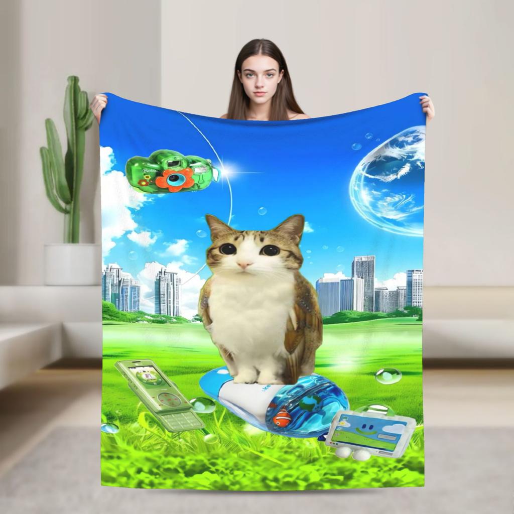 Decora Meowl Soft Warm Blanket Airplane Travel Plush Throw Blanket Aesthetic Outdoor Flannel Bedspread Sofa Bed Cover