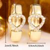 Charming Gold Color Hollow Heart Zircon Hoop Earrings for Women Daily Wear and Party
