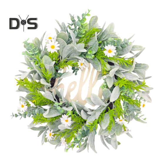 

Весенний венок, искусственные цветы, гирлянда из зелени, фермерский дом, приветственный знак, входная дверь, приветственная табличка, венок для внутреннего и наружного украшения 40cm