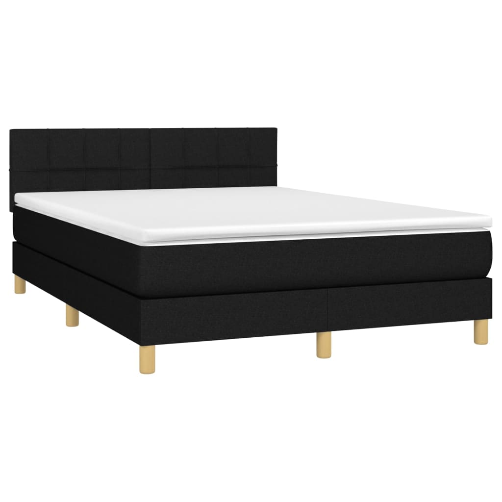 Vidaxl Letto Continentale Con Materasso, Nero, Tessuto 140X200 Cm