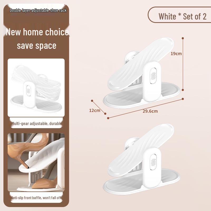 Adjustable Double-Layer Folding Shoe Rack for Space-Saving Storage in Home Cabinets Standard