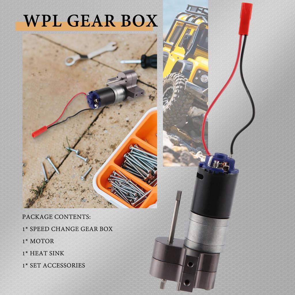A71Z 370 Brushed Motor+Alloy Heat Sink Gear Box Set With Steel Gears For WPL Henglong C14 C24 B14 B24 B16 B36 4X4 6X6 Upgraded P