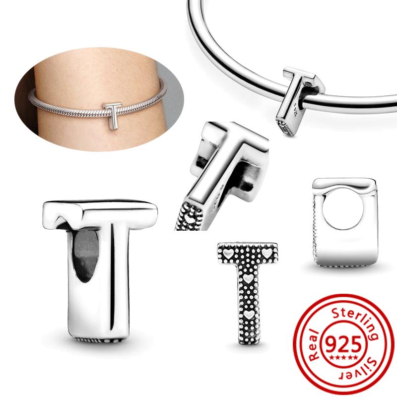 925 Sterlingová měď Čirý zirkon Třpytivé 26 písmen abecedy A-Z DIY Korálky na jméno Vhodné pro originální náramek s přívěsky Pantaro Zirkon