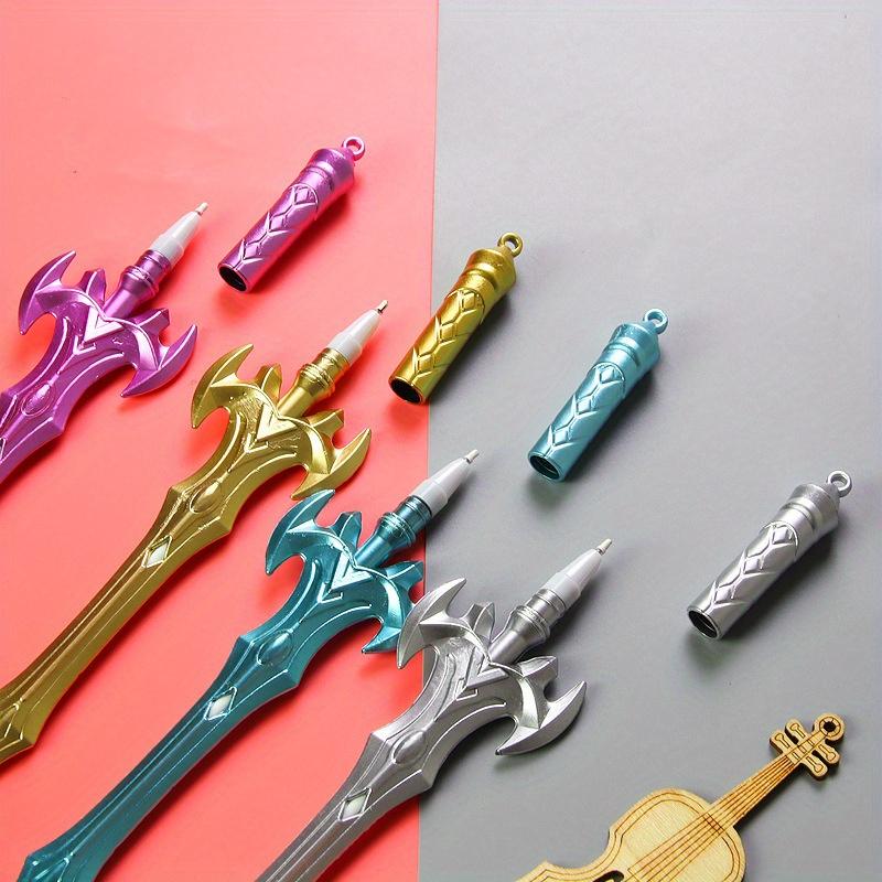 Back To School Season 10pcs 0.5mm Anime National Style Sword Shape Gel Pen Creative Weapon Shape Water Pen Prize Gift Signature Pen
