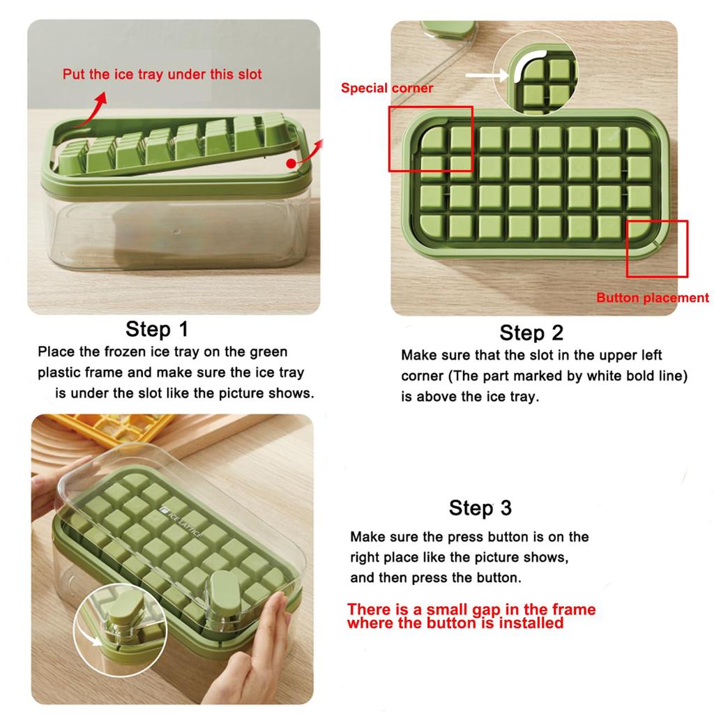 Cube Tray with Lid and BinEasy Release Ice Cube Trays for Freezer Whiskey Cocktail Tea Coffee Summer Kitchen Supplies