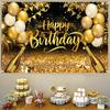 Black Golden Happy Birthday Backdrop Banner 30th 40th 50th 60th Birthday Party Backdrop Decor Photo Photography Background Props