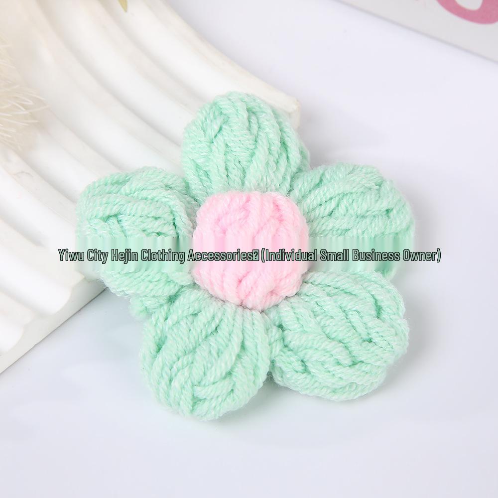 Fermaglio per capelli a fiore imbottito a blocchi di colore, uncinetto a mano, stile coreano