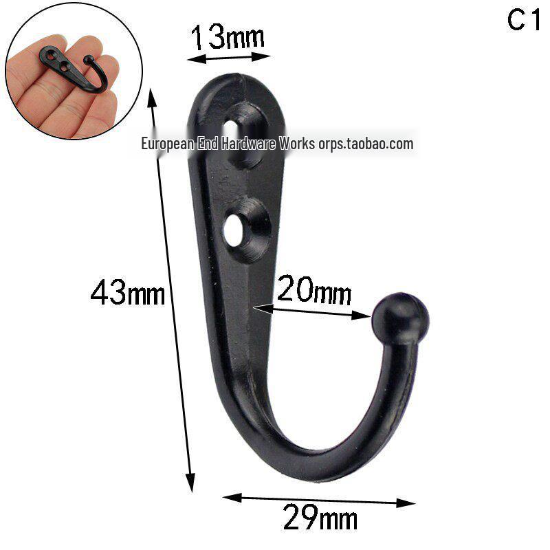 Dual-Hole Antique Style Zinc Alloy Coat & Hat Hook, Eye-Catching Light Duty Wall Hook