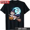 Halloween Witch Scottish Fold Moon Tshirt Bold Graphic Tops Creative Casual Chic Tshirts Tees For Gym Shirts Girls Anime Shirt