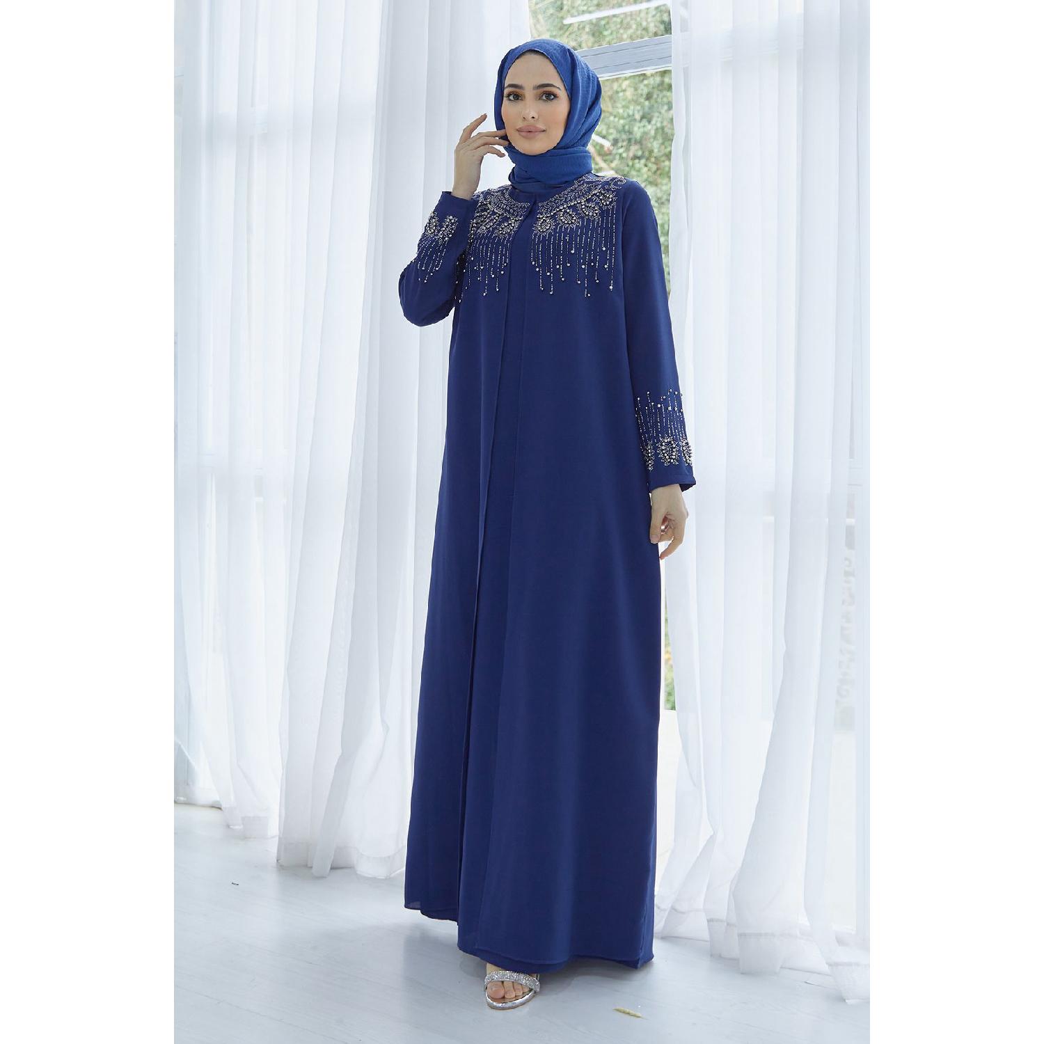 

Lina Plus Size Evening Dress - Indigo 44 синьо сірого кольору
