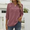 Women's Casual Loose-fitting Spring/Summer Stand Collar Mid-Sleeve Shirt Pom-Pom Top