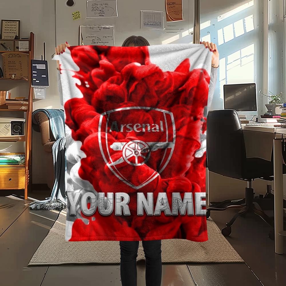 1PC Custom Name Arsenal Patterned Flannel Blanket Suitable For All Seasons for Home Decor Warmth and Comfort Gifts Holiday Present