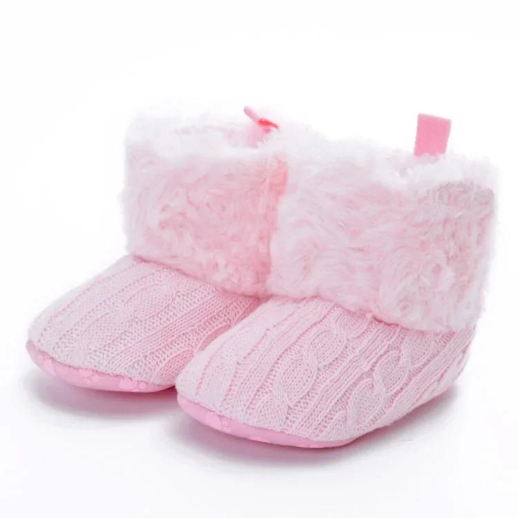 2025 New Winter Baby Snow Boots Knitted Warm Plush Newborn Little Girls Boys Shoes Non-slip Fashion Toddler Girls Boots