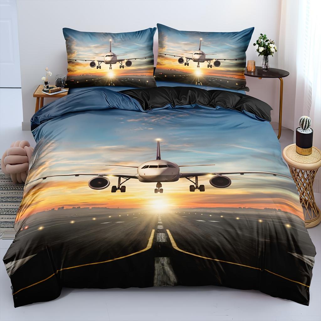 Aircraft 3D Digital Printing Three-Piece Bedding Home Textile Duvet Cover Bedding