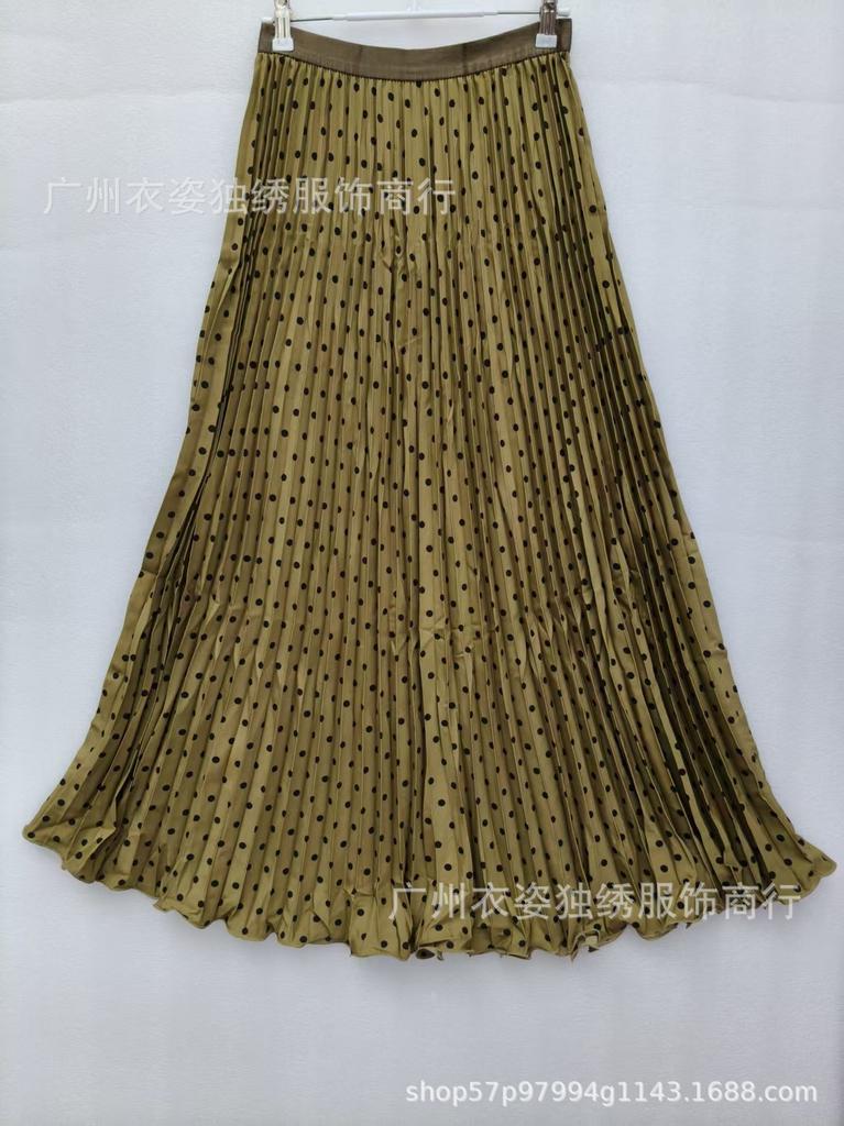 CM Summer South Africa North America Polka Dot Skirt Classic Versatile Skinny Pleated Skirt Long Skirt Women