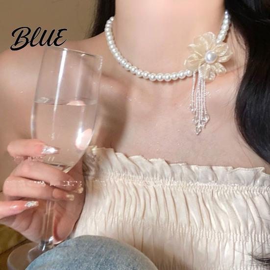 Fashion Faux Pearl Necklace Choker Women Elegant White Versatile Sparkling